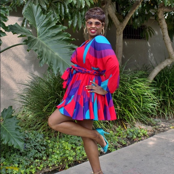 Multicolored mini skater dress - Picture 3 of 4